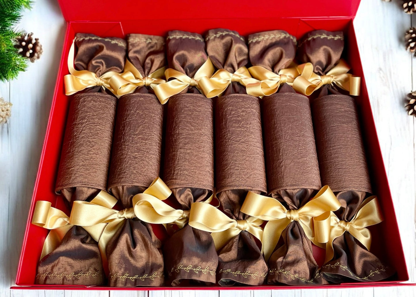 Luxury Christmas Crackers - Bronze with embroidery