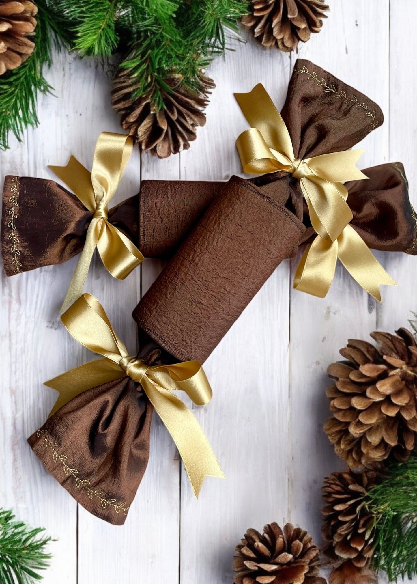 Luxury Christmas Crackers - Bronze with embroidery