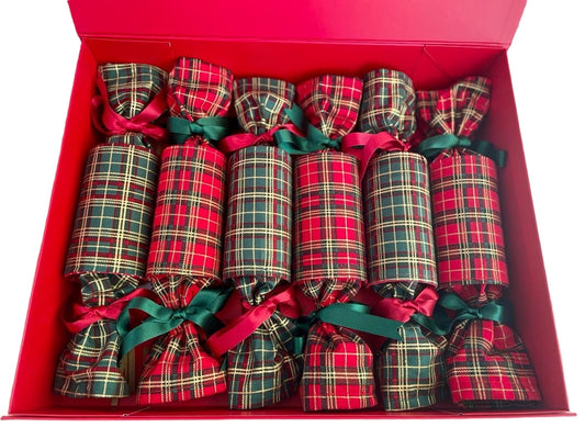 Luxury Christmas Crackers - Christmas Tartan Green & Red