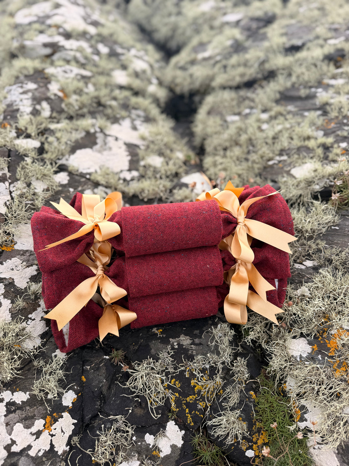 Luxury Christmas Crackers - Crimson Heritage Donegal Tweed