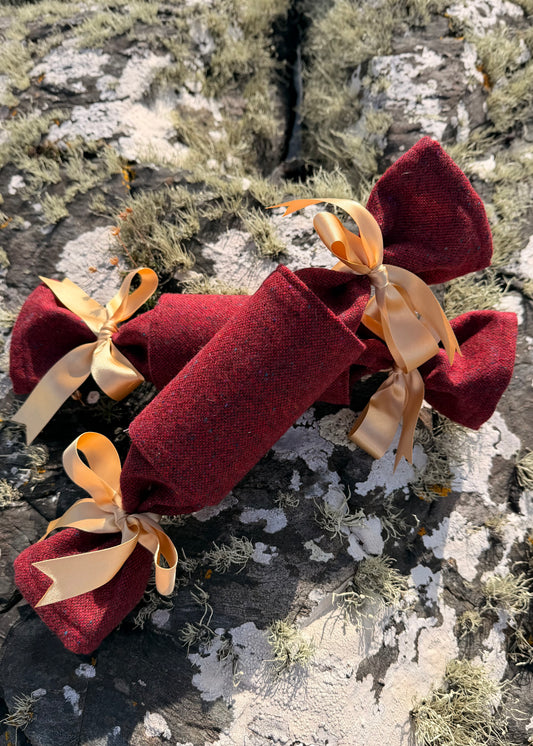 Luxury Christmas Crackers - Crimson Heritage Donegal Tweed