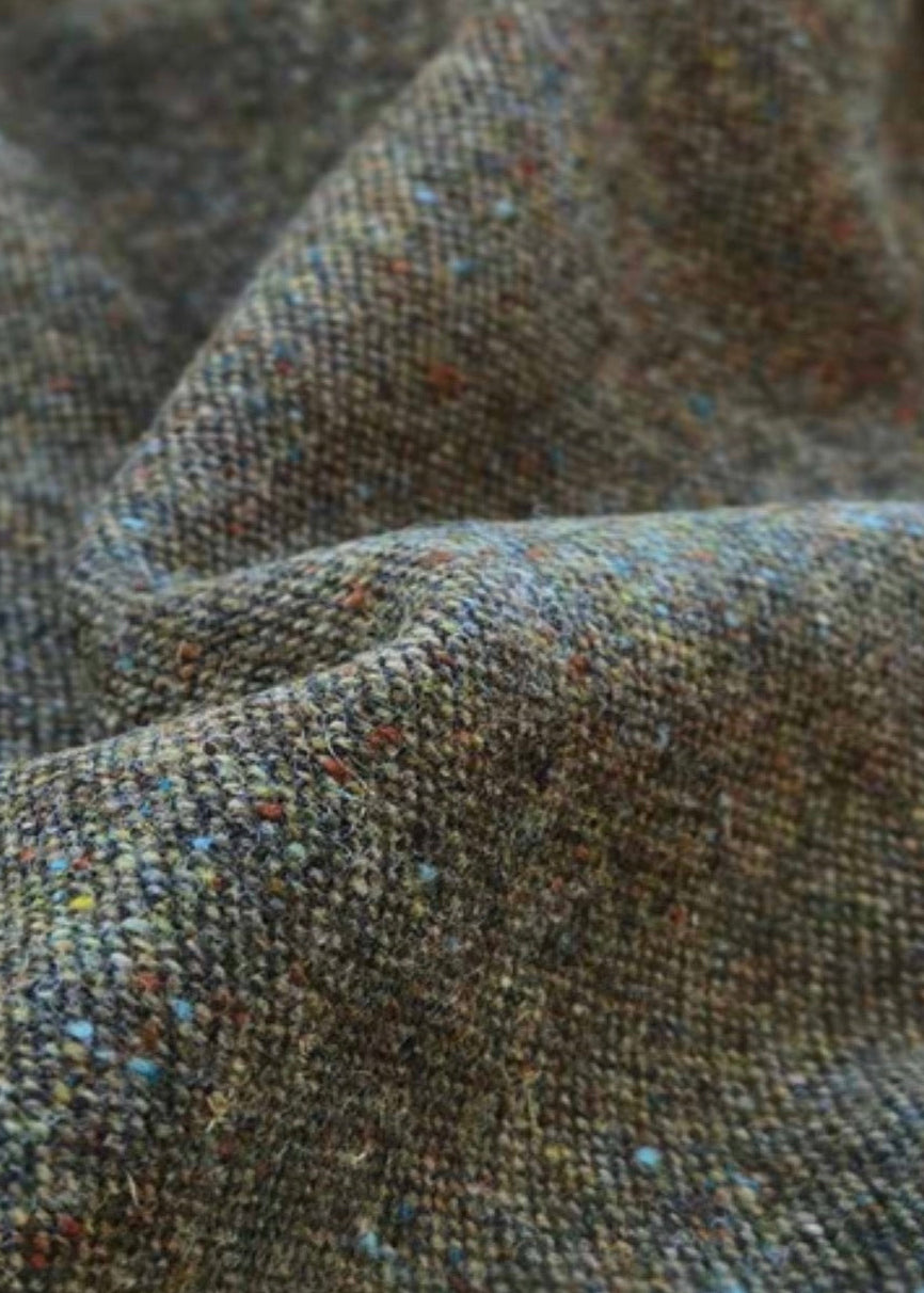 Eske - Green Salt & Pepper Donegal Tweed Fabric handwoven 